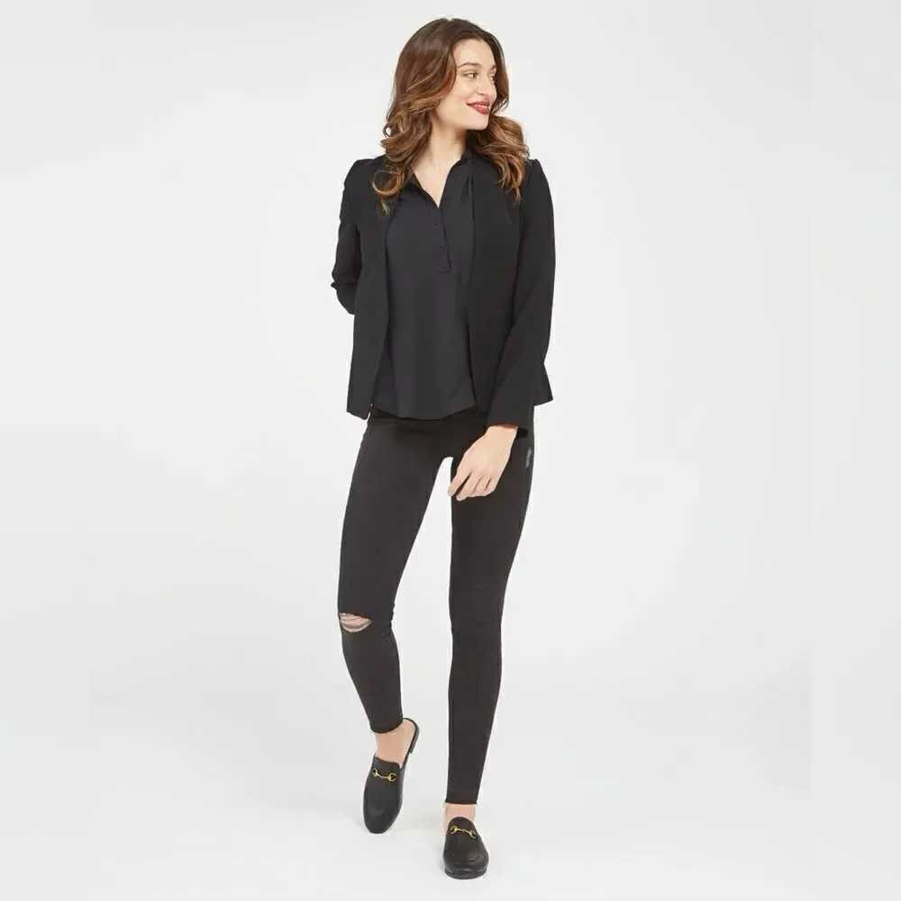 Spanx Vintage Distressed High Rise Skinny Jeans Black Size Extra Large